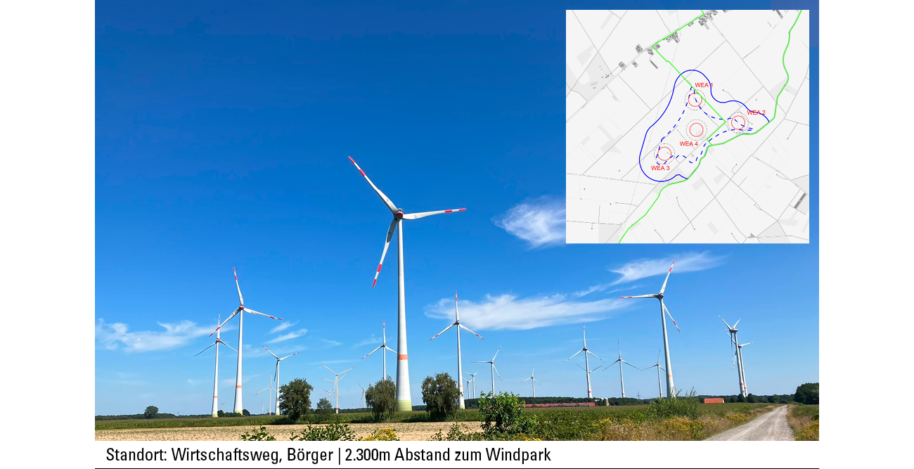 Standort: Wirtschaftsweg, Börger | 2.300m Abstand zum Windpark